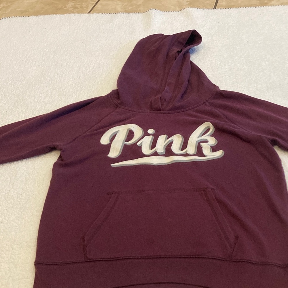 Burgundy Pink Victoria secret Hoodie with Pink Logo